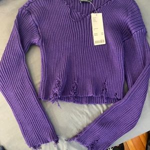 Purple Urban Outfitters cropped sweater like shirt